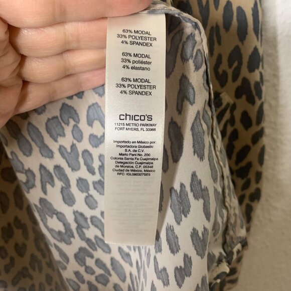 Chico's Modal Cheetah Print Button Up Long Sleeve Animal Print Tan Women’s Sz XL - Picture 6 of 12